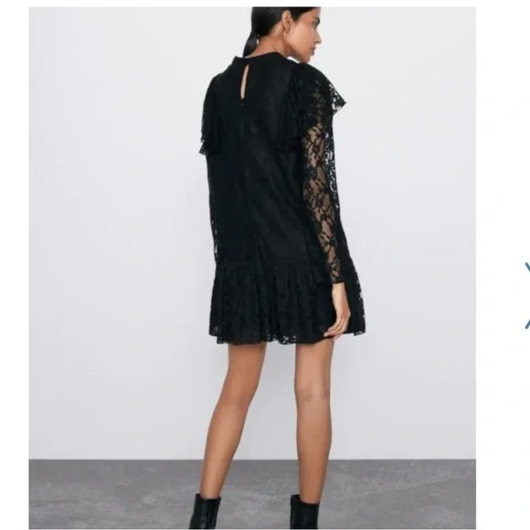 ZARA lace mini dress small black size s - Picture 6 of 13